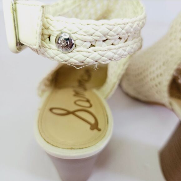 Sam Edelman Evie Basket Weave Open Toe White Sling Back Booties Sandals Heels 6 - Picture 9 of 11